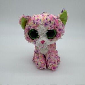 Ty Stuffed Animal Sophie- Pink and Green Cat